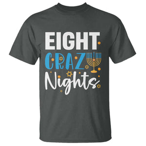 Funny Hanukkah Eight Crazy Nights T Shirt Menorah David Stars TS11 Dark Heather Print Your Wear