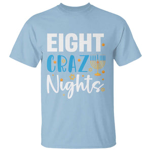 Funny Hanukkah Eight Crazy Nights T Shirt Menorah David Stars TS11 Light Blue Print Your Wear