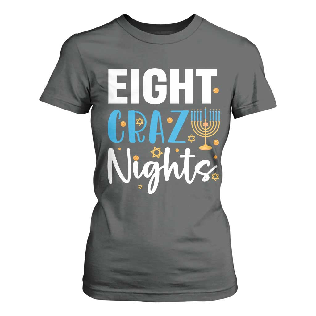 Funny Hanukkah Eight Crazy Nights T Shirt For Women Menorah David Stars TS11 Dark Heather Print Your Wear