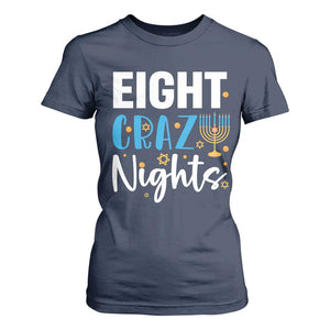 Funny Hanukkah Eight Crazy Nights T Shirt For Women Menorah David Stars TS11 Navy Print Your Wear