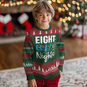 Funny Hanukkah Eight Crazy Nights Ugly Christmas Sweater Menorah David Stars TS11 Christmas Print Your Wear