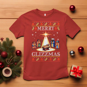 Funny Merry Glizzmas T Shirt Hot Dog Christmas Nativity Scene TS11 Red Print Your Wear