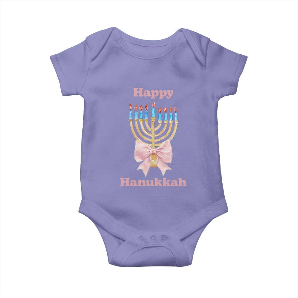 Happy Hanukkah Coquette Baby Onesie Cute Menorah Pink Bow TS11 Violet Print Your Wear
