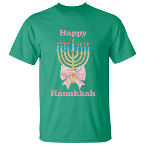 Happy Hanukkah Coquette T Shirt Cute Menorah Pink Bow TS11 Irish Green Print Your Wear
