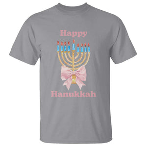 Happy Hanukkah Coquette T Shirt Cute Menorah Pink Bow TS11 Sport Gray Print Your Wear