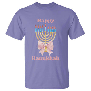 Happy Hanukkah Coquette T Shirt Cute Menorah Pink Bow TS11 Violet Print Your Wear