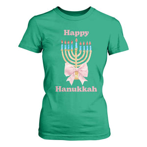 Happy Hanukkah Coquette T Shirt For Women Cute Menorah Pink Bow TS11 Irish Green Print Your Wear