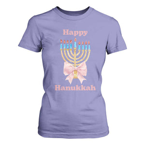 Happy Hanukkah Coquette T Shirt For Women Cute Menorah Pink Bow TS11 Violet Print Your Wear