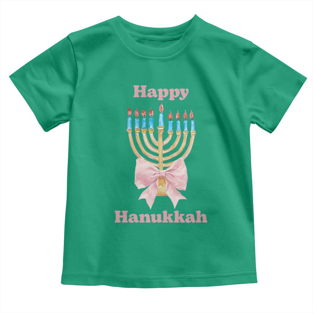 Happy Hanukkah Coquette Toddler T Shirt Cute Menorah Pink Bow TS11 Irish Green Print Your Wear
