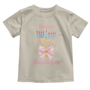 Happy Hanukkah Coquette Toddler T Shirt Cute Menorah Pink Bow TS11 Sand Print Your Wear