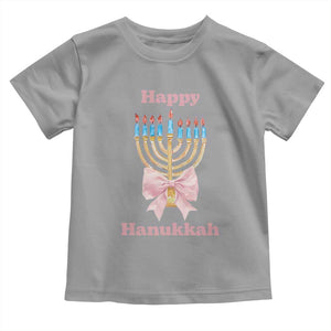 Happy Hanukkah Coquette Toddler T Shirt Cute Menorah Pink Bow TS11 Sport Gray Print Your Wear