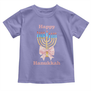 Happy Hanukkah Coquette Toddler T Shirt Cute Menorah Pink Bow TS11 Violet Print Your Wear