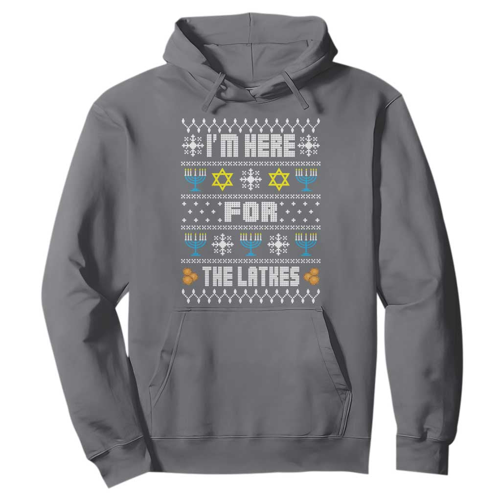 Funny Hanukkah Hoodie I'm Here For The Latkes Menorah TS11 Charcoal Print Your Wear