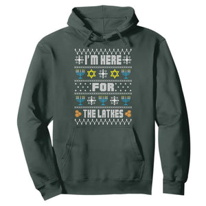 Funny Hanukkah Hoodie I'm Here For The Latkes Menorah TS11 Dark Forest Green Print Your Wear