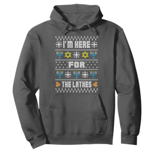 Funny Hanukkah Hoodie I'm Here For The Latkes Menorah TS11 Dark Heather Print Your Wear