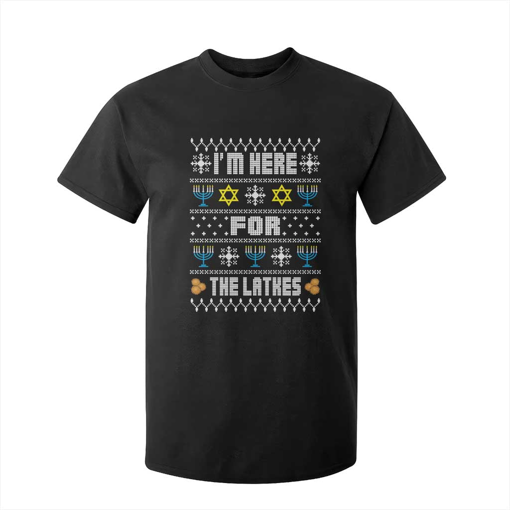 Funny Hanukkah T Shirt For Kid I'm Here For The Latkes Menorah TS11 Black Print Your Wear