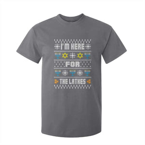 Funny Hanukkah T Shirt For Kid I'm Here For The Latkes Menorah TS11 Charcoal Print Your Wear