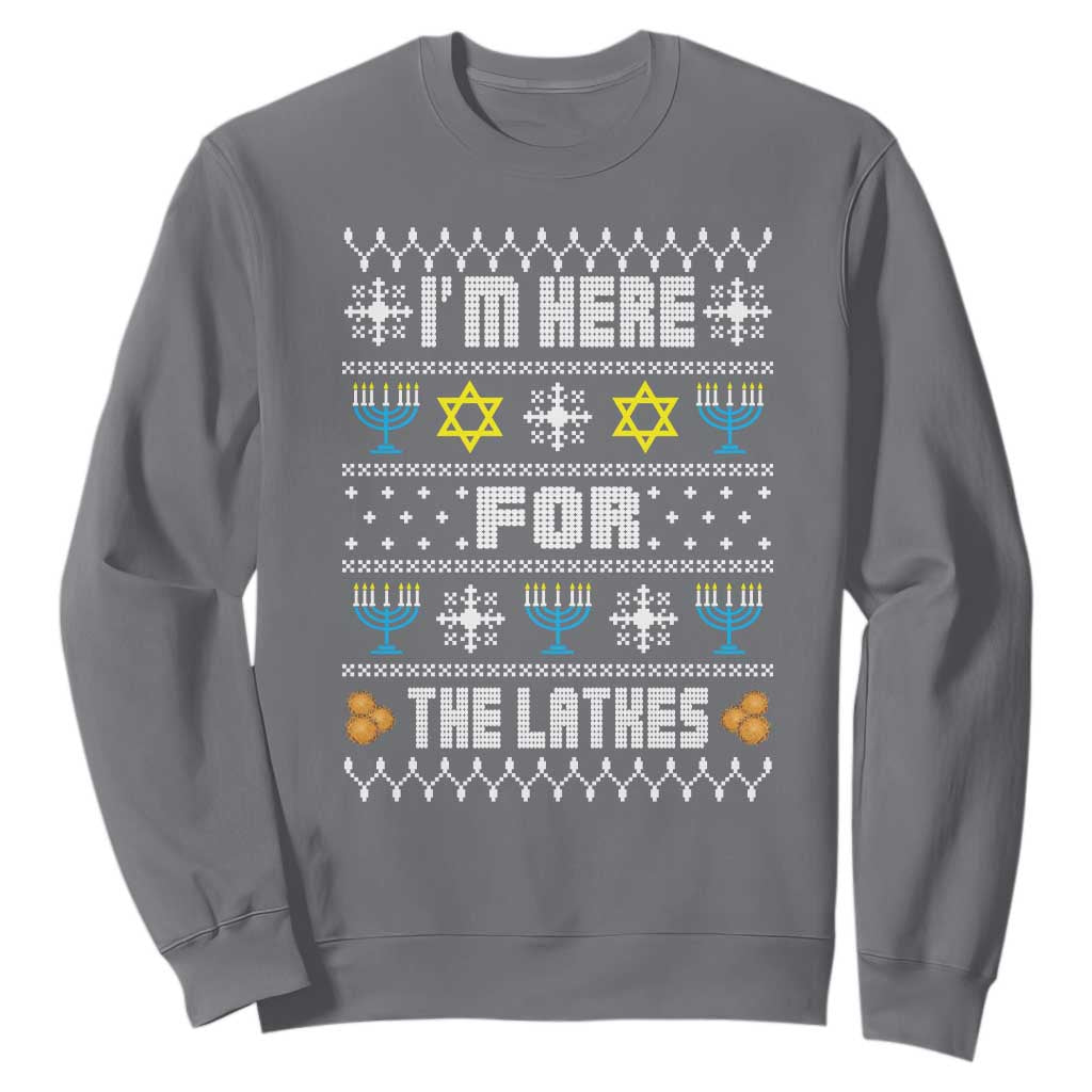 Funny Hanukkah Sweatshirt I'm Here For The Latkes Menorah TS11 Charcoal Print Your Wear