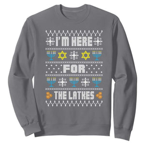Funny Hanukkah Sweatshirt I'm Here For The Latkes Menorah TS11 Charcoal Print Your Wear