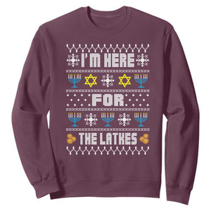 Funny Hanukkah Sweatshirt I'm Here For The Latkes Menorah TS11 Maroon Print Your Wear
