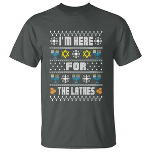 Funny Hanukkah T Shirt I'm Here For The Latkes Menorah TS11 Dark Heather Print Your Wear