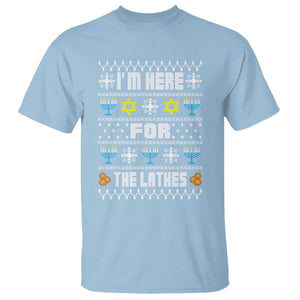 Funny Hanukkah T Shirt I'm Here For The Latkes Menorah TS11 Light Blue Print Your Wear