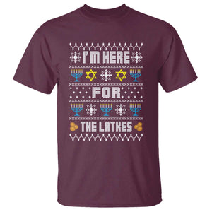 Funny Hanukkah T Shirt I'm Here For The Latkes Menorah TS11 Maroon Print Your Wear