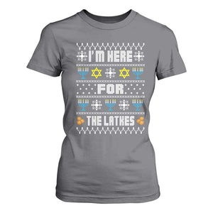 Funny Hanukkah T Shirt For Women I'm Here For The Latkes Menorah TS11 Charcoal Print Your Wear