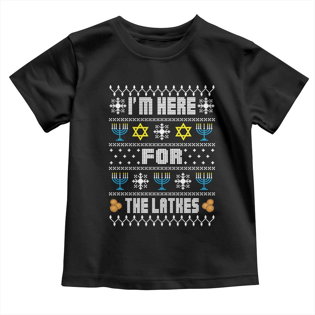 Funny Hanukkah Toddler T Shirt I'm Here For The Latkes Menorah TS11 Black Print Your Wear