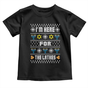 Funny Hanukkah Toddler T Shirt I'm Here For The Latkes Menorah TS11 Black Print Your Wear