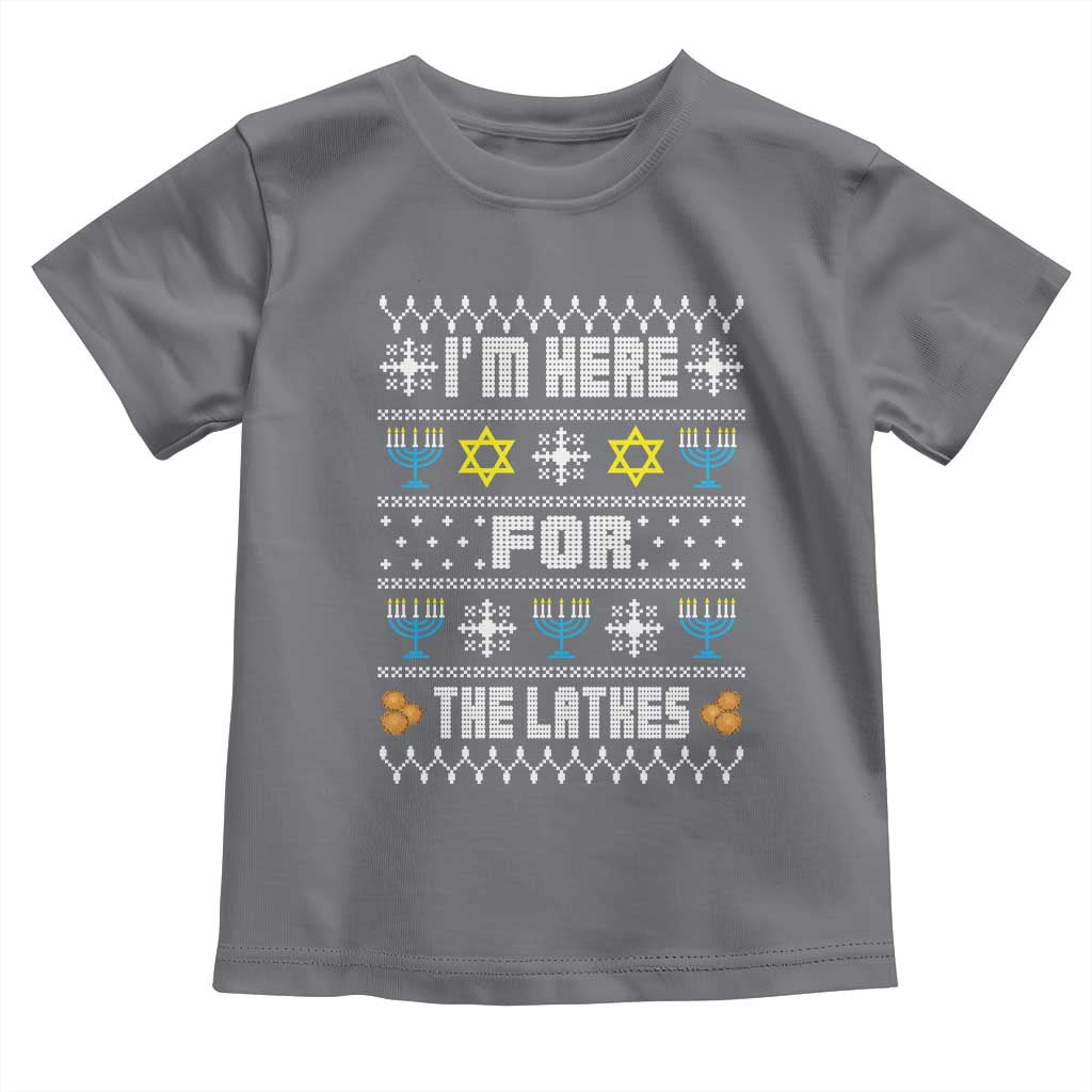 Funny Hanukkah Toddler T Shirt I'm Here For The Latkes Menorah TS11 Charcoal Print Your Wear