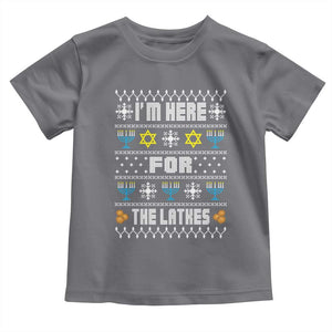Funny Hanukkah Toddler T Shirt I'm Here For The Latkes Menorah TS11 Charcoal Print Your Wear