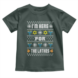 Funny Hanukkah Toddler T Shirt I'm Here For The Latkes Menorah TS11 Dark Forest Green Print Your Wear