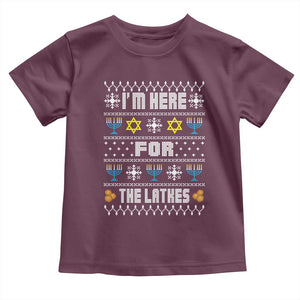 Funny Hanukkah Toddler T Shirt I'm Here For The Latkes Menorah TS11 Maroon Print Your Wear