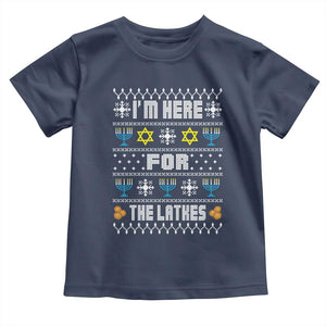 Funny Hanukkah Toddler T Shirt I'm Here For The Latkes Menorah TS11 Navy Print Your Wear
