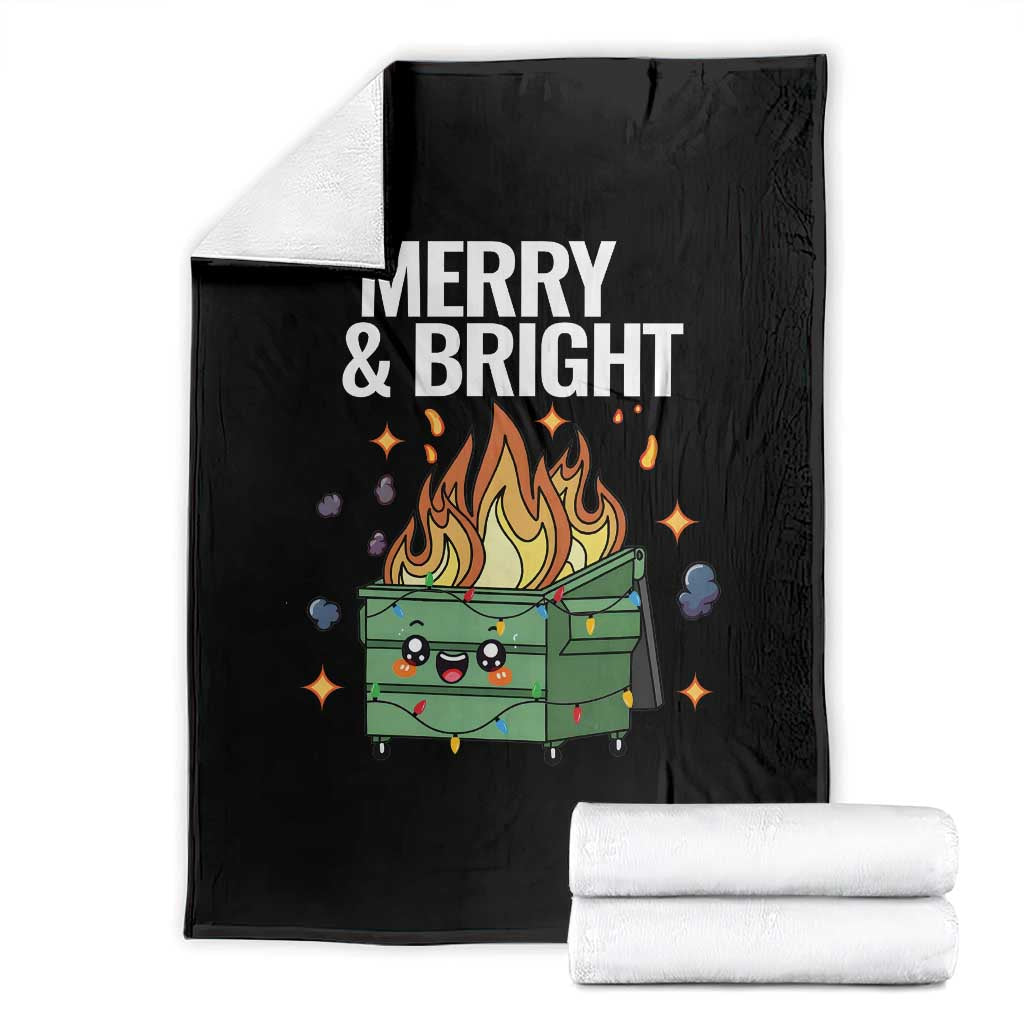 Funny Lil Fire Dumpster Christmas Throw Blanket Merry And Bright Xmas Led Lights TS11 Black Print Your Wear