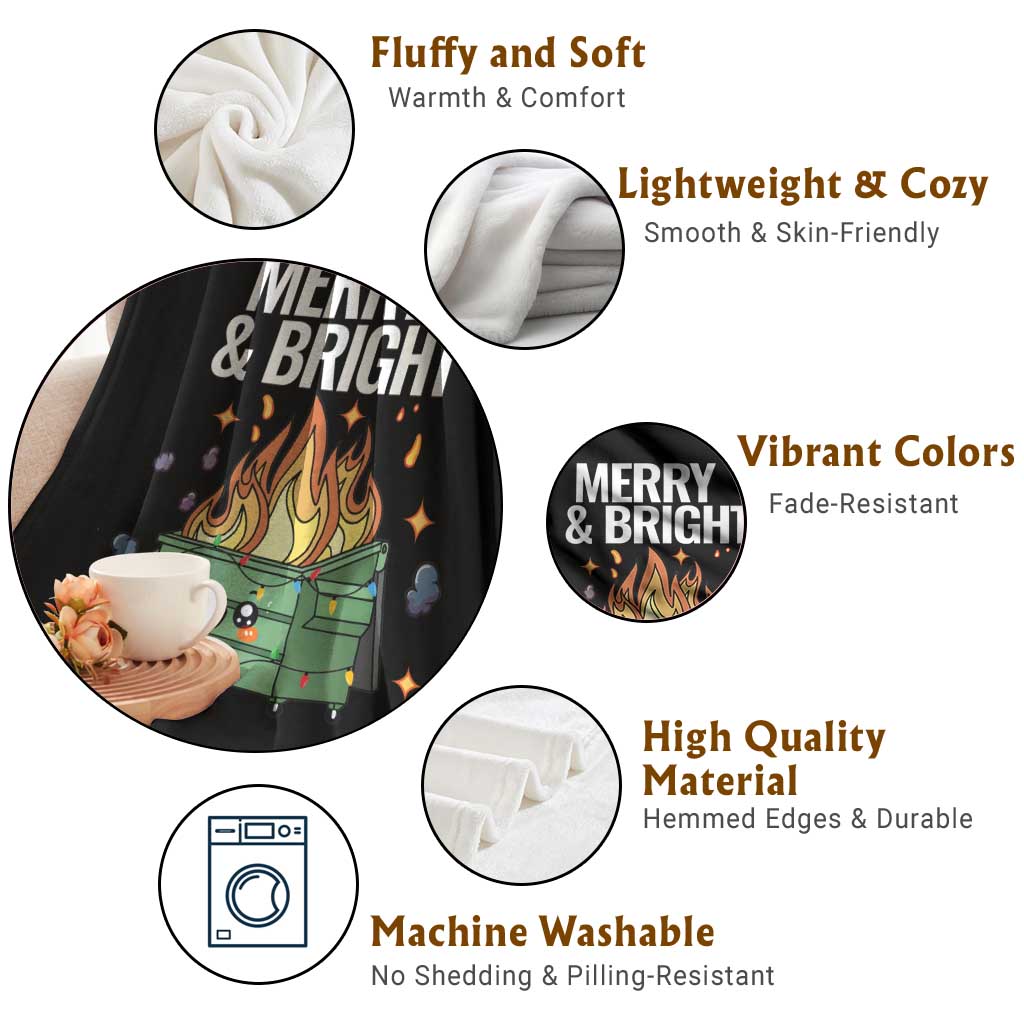 Funny Lil Fire Dumpster Christmas Throw Blanket Merry And Bright Xmas Led Lights TS11 Print Your Wear