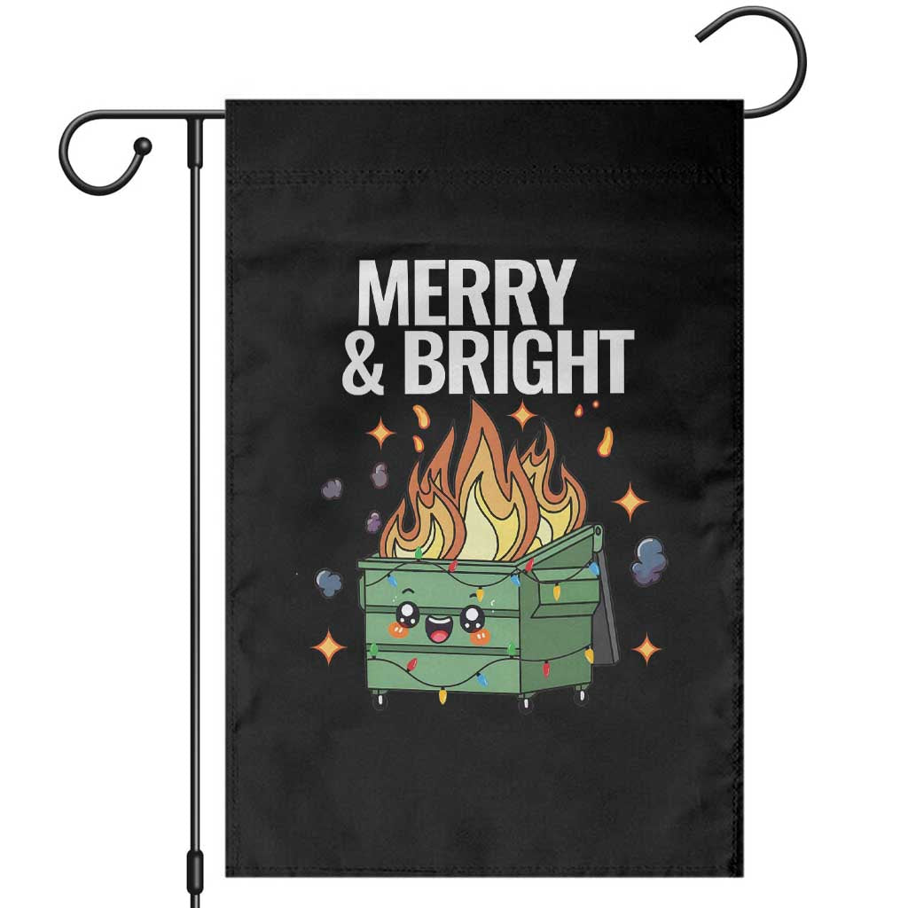 Funny Lil Fire Dumpster Christmas Garden Flag Merry And Bright Xmas Led Lights TS11 Black Print Your Wear