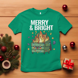Funny Lil Fire Dumpster Christmas T Shirt Merry And Bright Xmas Led Lights TS11 Irish Green Print Your Wear