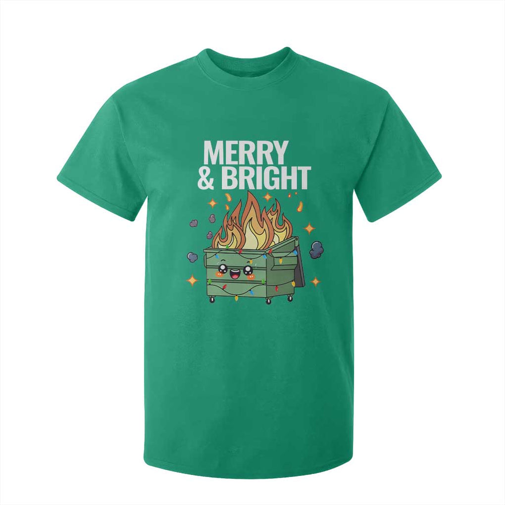 Funny Lil Fire Dumpster Christmas T Shirt For Kid Merry And Bright Xmas Led Lights TS11 Irish Green Print Your Wear