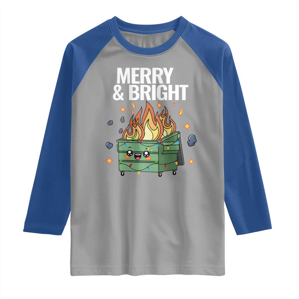 Funny Lil Fire Dumpster Christmas Raglan Shirt Merry And Bright Xmas Led Lights TS11 Sport Gray Royal Print Your Wear