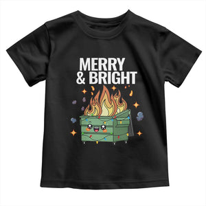 Funny Lil Fire Dumpster Christmas Toddler T Shirt Merry And Bright Xmas Led Lights TS11 Black Print Your Wear