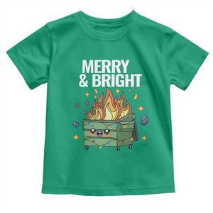 Funny Lil Fire Dumpster Christmas Toddler T Shirt Merry And Bright Xmas Led Lights TS11 Irish Green Print Your Wear