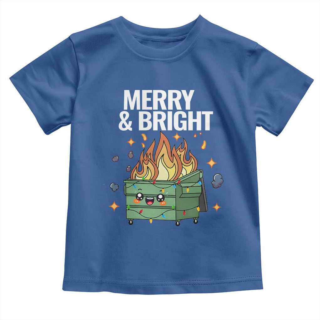 Funny Lil Fire Dumpster Christmas Toddler T Shirt Merry And Bright Xmas Led Lights TS11 Royal Blue Print Your Wear