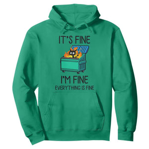 Funny It's Fine I'm Everything Is Fine Hoodie Black Cat Lil Dumpster Fire TS11 Irish Green Print Your Wear
