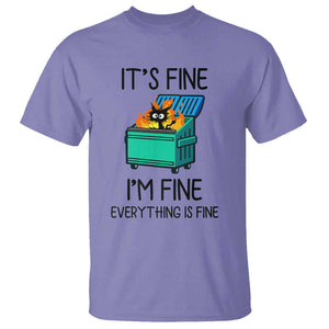 Funny It's Fine I'm Everything Is Fine T Shirt Black Cat Lil Dumpster Fire TS11 Violet Print Your Wear