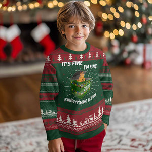 Funny It's Fine I'm Everything Is Fine 2024 Ugly Christmas Sweater Lil Dumpster Fire TS11 Christmas Print Your Wear