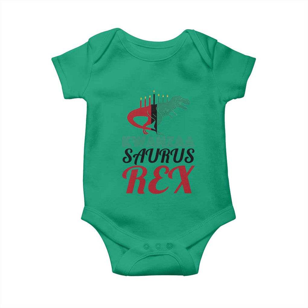 Kwanzaa Saurus Rex Kinara Candles Dinosaur T-rex African Heritage Baby Onesie TS11 Irish Green Print Your Wear