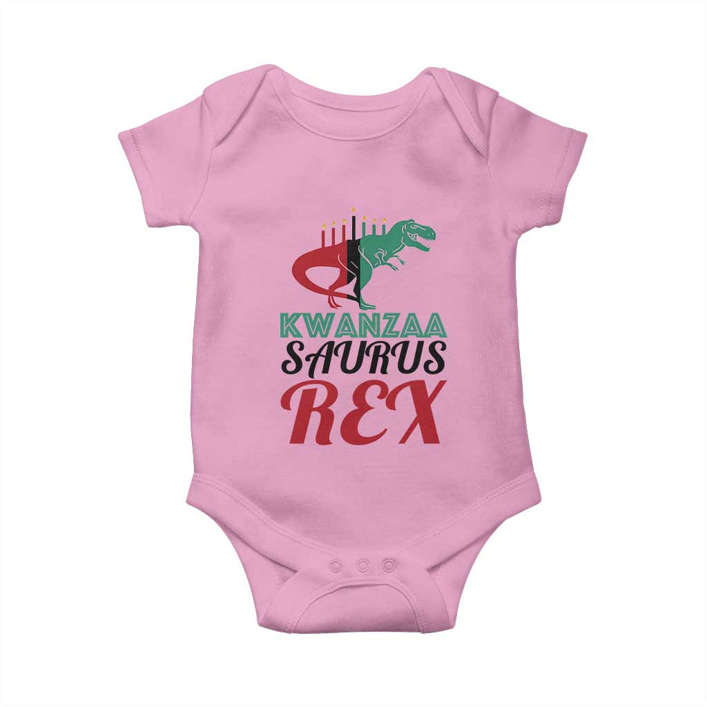 Kwanzaa Saurus Rex Kinara Candles Dinosaur T-rex African Heritage Baby Onesie TS11 Light Pink Print Your Wear