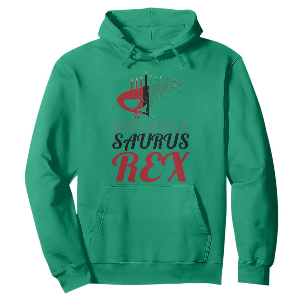 Kwanzaa Saurus Rex Kinara Candles Dinosaur T-rex African Heritage Hoodie TS11 Irish Green Print Your Wear